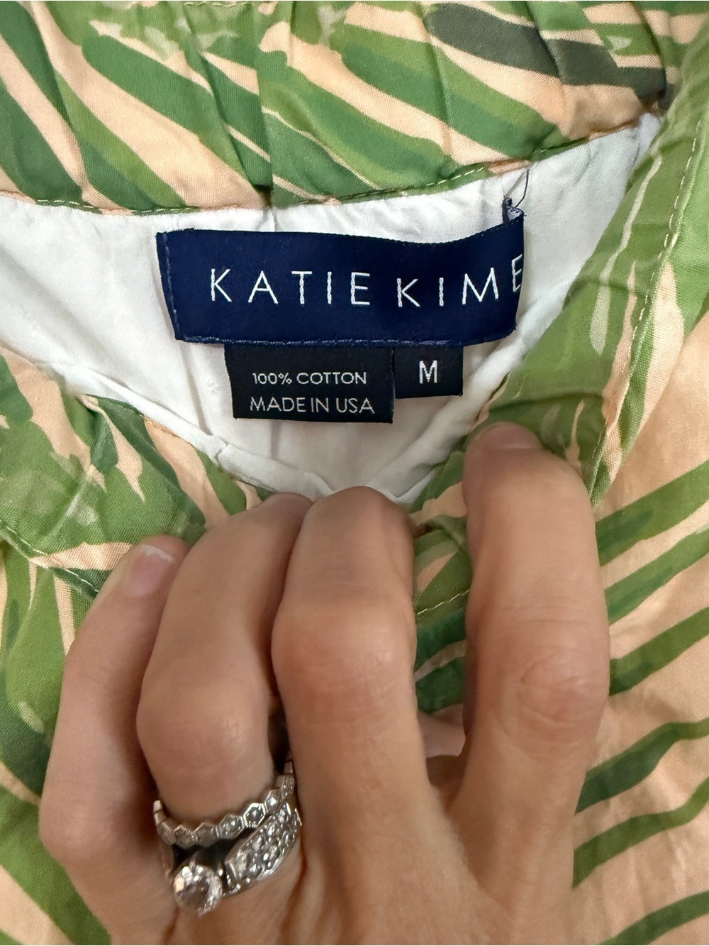 Katie Lime Palm Print Cotton Skirt - Made in USA - M - Picture 2 of 8